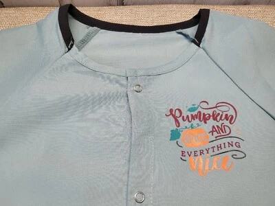 Scrubs Fall Pumpkin Spice Nice Warm Up Jacket Womens Shirt Large Medical Uniform - Image 1 of 4