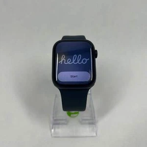 GPS Only Apple Watch Series 9 45MM Black Aluminum Blue Sport Band MR993LL/A - Zdjęcie 1 z 8