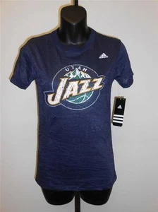 NEW-MENDED UTAH JAZZ GIRLS YOUTH MEDIUM M 10-12 BURNOUT SHIRT ADIDAS - Picture 1 of 9