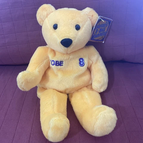 1999 "Salvino's B-Ball Bammers" "Kobe Bryant" Plush Bear, 9in, Yellow - NEW Cover