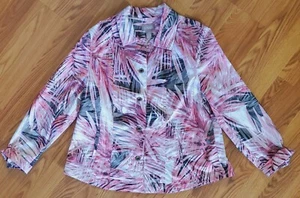 Chico's sz 3 Light Jacket Unlined Tropical Faux Pockets *SMOKE-FREE * - Picture 1 of 6