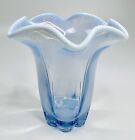 Vintage Duncan Miller Canterbury Blue Opalescent Fluted Vase 5"