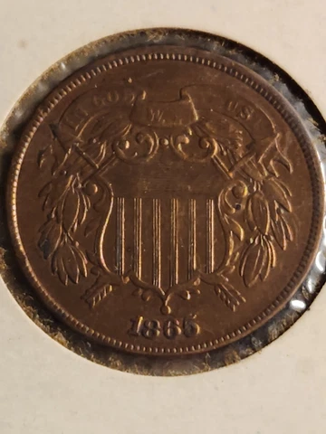 1865 2 cent coin, error , clipped edge Cover