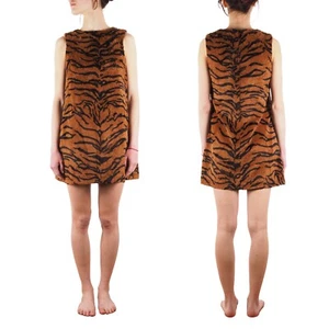 Vestido Versace Jeans Alta Costura Vintage Terry Estampado Animal Camuflaje Tigre Talla 32/46 - Imagen 1 de 8