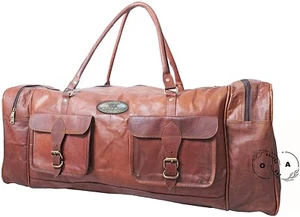 Leather Travel Duffle Weekend Overnight Holdall Men's Suitable For Luggage Bags - Picture 1 of 5