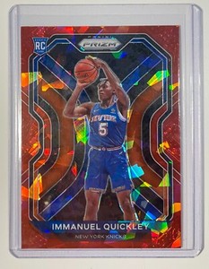 2020-21 Panini Prizm Immanuel Quickley Red Cracked Ice Rookie SP #296 Knicks RC