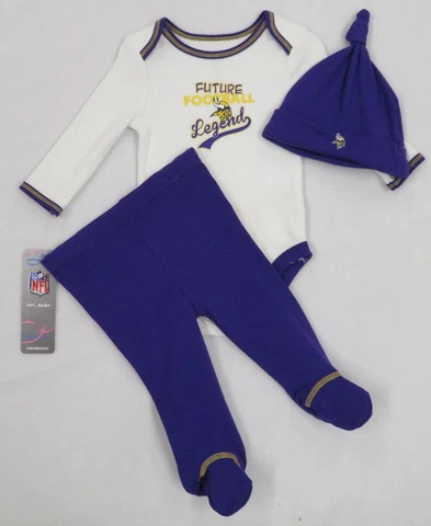 NFL Minnesota Vikings Newborn 3 Pc Bodysuit, Pants, Cap 3 M Cover