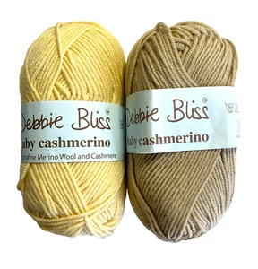 Mixed Lot of 2 ~ Debbie Bliss Baby Cashmerino Yarn   #1 Yellow,  # 102 Tan - Picture 1 of 4