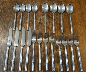 SERVICE FOR 4! Hampton Silversmiths Bamboo Stainless Flatware: 20 Pieces Total - Picture 1 of 14
