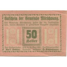 [#283598] Banknote, Austria, Morschwang, 50 Heller face value 1920, UNC Mehl: