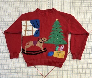 Ugly Christmas Sweater Size Large Knit Hasting & Smith Tree Horse Vintage - Picture 1 of 20