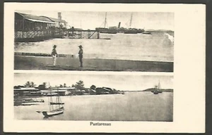 Chile Postcard Punta Arenas Port & Ships w 2 Mini Panoramic Views EXCELLENT !!! - Picture 1 of 2
