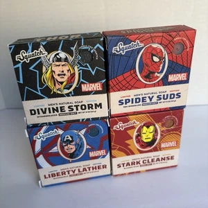 4 Pack: Dr. Squatch Marvel Bar Soap Spiderman/Ironman/Thor/Captain America - Picture 1 of 7