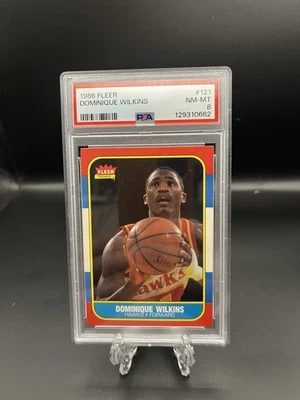 Fleer 1986 - Dominique Wilkins #121 bien centrado muy nítido PSA 8 poco calificado Foto 1 de 2