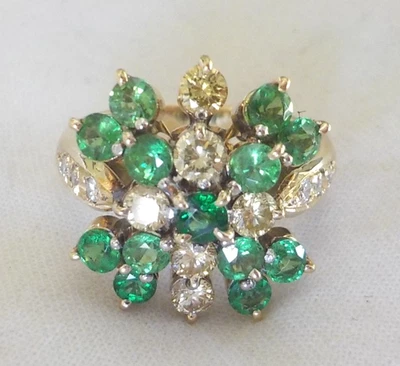 18K Yellow Gold Tsavorite Garnet Yellow Diamond Ring - 6.80 gms, Sz 7, 2.23 ctw - Image 1 of 4