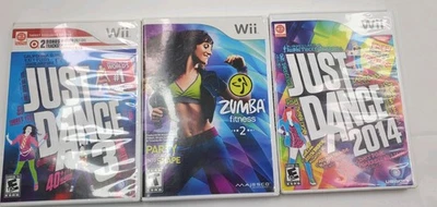 Wii game lot x 3, Just Dance 2014, Just Dance 3, Zumba Fitness 2 TESTED w cases - Image 1 of 4