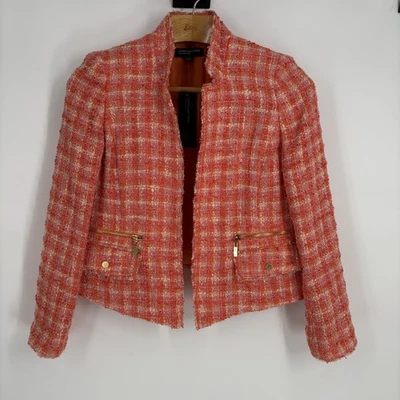 Chaqueta Blazer Jones New York Mujer 10 Ralladura Naranja Multi Tweed Bolsillos con Cremallera Nueva con Etiquetas Foto 1 de 4