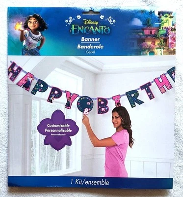 ¡NUEVO/SELLADO! Banner de feliz cumpleaños Disney Encanto Insertos de edad personalizados 10,7 pies Foto 1 de 4