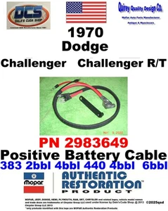 1970 Dodge Challenger 383 440 Positive Battery Cable CORRECT New 2983649 MoPar - Picture 1 of 3