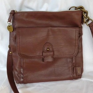 Reliquia Bandolera Cartera de Hombro Cuero Marrón Oscuro Cadena Correas Bolso 10x10x2 - Imagen 1 de 16