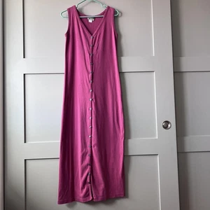 The Territory Ahead Dress Womens Small Pink Maxi Sleeveless Button Front V Neck - Picture 1 of 10