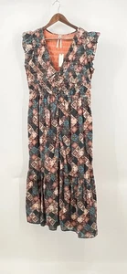 Anthropologie The Peregrine Midi Dress Size L Smocked Ruffle Cotton Tiered - Picture 1 of 14