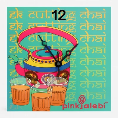Cutting Chai Clock – Colourful Indian Pop Art (20cm x 20cm) - Image 1 of 2
