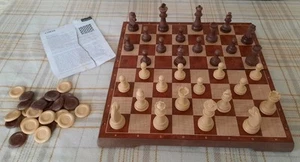 Magnetic Chess & Checkers / Draughts Folding Travel Game Set - Picture 1 of 14