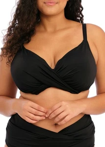 ELOMI MAGNETIC BLACK UNDERWIRE PLUNGE BIKINI TOP SIZE 36FF / 14FF - Picture 1 of 1