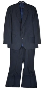 Circle S Suit Western Pinstripe 44 Jacket 36x30 Pants Rockabilly Cowboy VTG 70s - Picture 1 of 12