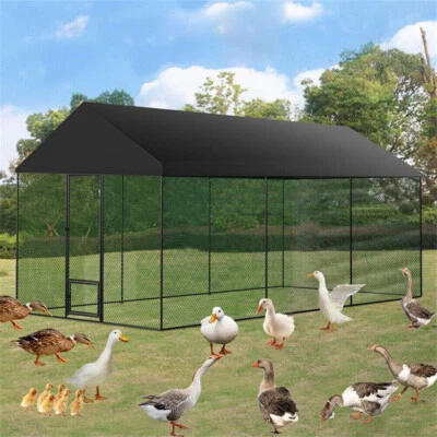 L/XL/XXL Large Heavy Duty Metal Chicken Coop Walk-In Poultry Run Cage with Door - image 1 of 4
