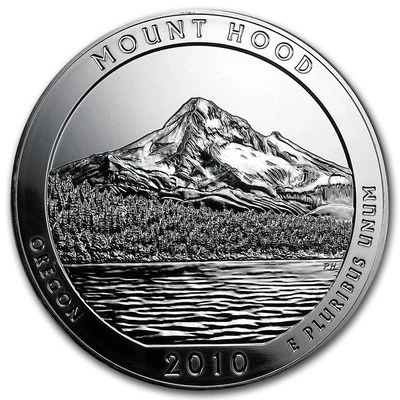 2010 5 oz .999 Silver America the Beautiful Oregon Mount Hood - Image 1 of 3