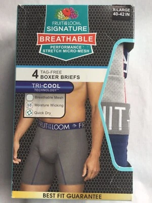 Fruit of Loom 4 Tag Free Boxer Briefs New Men Size XL Red Blue Gray - Image 1 of 4
