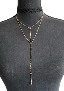 Mia collection 2-piece black lace and gold toned choker/necklace set - Picture 1 of 8