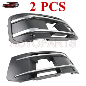 2 PCS For Audi Q7 Sport Utility 4-Door 2016-2019 Black Fog Light Grille Cover - Picture 1 of 13
