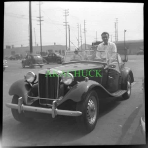 4 Foto Negatives MG TD Cabrio Roadster Los Angeles CA 1953 Goin Fishin - Bild 1 von 8