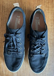 TOMS Shoes Black Canvas 13 Lace Up Alpargata Flat - Size 13 Men’s - Picture 1 of 8