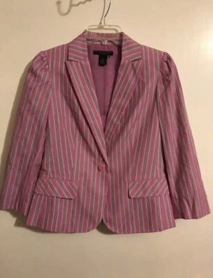 Blazer Traje Chaqueta Apostrophe Elástico Talla 6 Púrpura Rayas  Foto 1 de 2