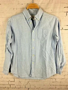 LANDS' END BUTTON-UP SHIRT MEDIUM 10-12 KID'S BOY'S BLUE WHITE STRIPED TOP (A83) - Picture 1 of 8