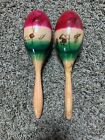 Pair of Vintage Wooden Maracas Made in Mexico Rattles