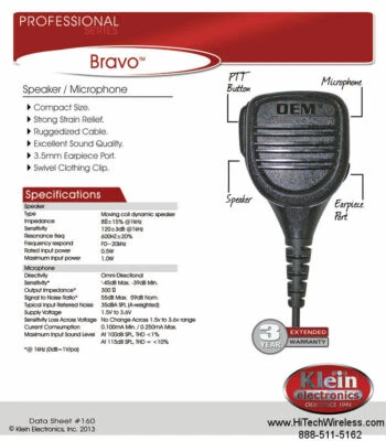 Bravo OEM Speaker Microphone For Motorola Kenwood Icom Maxon Vertex Radio Sonim - Image 1 of 3