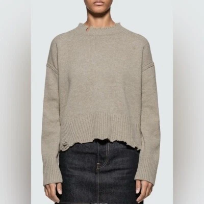 Suéter Casco Lang Lana Envejecida Mezcla Cachemira Arena Recortada Para Mujer’s L Foto 1 de 4