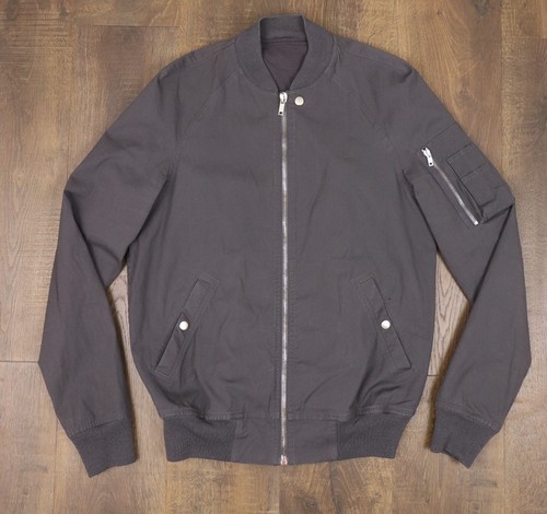 Giacca Bomber Rick Owens DIRT SS2018 Grigio Ferro Cotone Tela Full Zip Snap IT 50