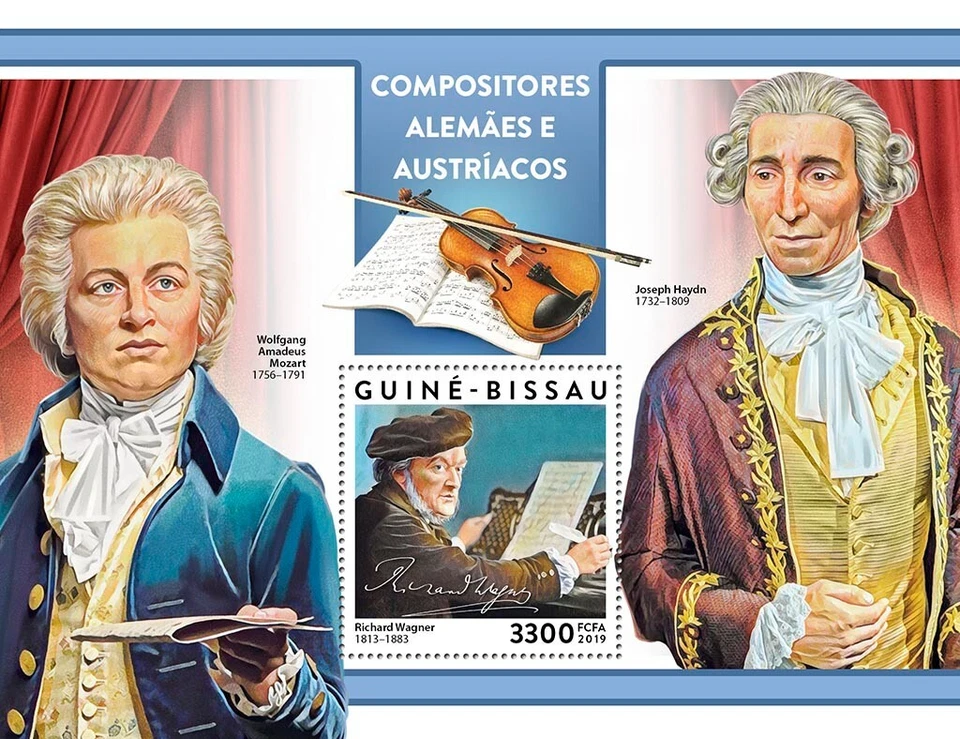 Estampillas de compositores germano-austriacos MNH 2019 Guinea-Bissau S/S Foto 1 de 1