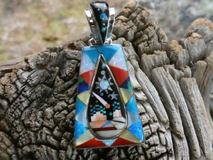 Bunte Galaxie Nachthimmel Sterlingsilber 925 Edelstein Micro Inlay Anhänger J4 - Bild 1 von 9