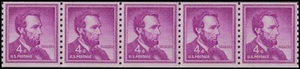 US 1058 Abraham Lincoln 4c coil strip 5 MNH 1958 - Picture 1 of 1