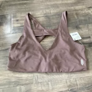 NWT Free People Movement Keep In Touch Sports Bra Brown Driftwood Sz L - Picture 1 of 4
