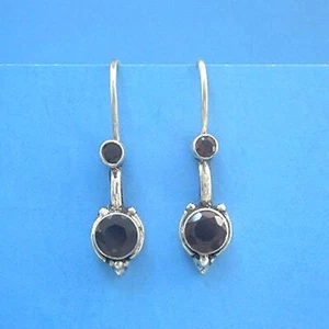 E293G Sterling Silver Garnet Cute 1.25" Dangling Earrings New Solid 925 - Picture 1 of 2