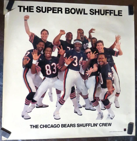 Vintage 1985 Chicago Bears The Super Bowl Shuffle Promo Poster 24x24 in RARE Cover