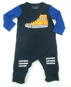 INFANT BOYS CONVERSE ALL STAR BLUE YELLOW HIGH-TOP SNEAKER LONGALL OUTFIT 3-6 M - Picture 1 of 2